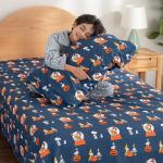 Berkshire Blanket Peanuts® Kids Sheet Set Queen Size - 4 Pieces,Cute Character Snoopy Printed Soft Microfiber Bed Sheets,Halloween Magic Potions Sheet Navy
