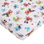 NoJo Disney Mickey Mouse Blue, Red, and Green, Donald Duck, Pluto, and Goofy, Fun Starts Here 4 Piece Toddler Bed Set - Comforter, Fitted Bottom Sheet, Flat Top Sheet, and Reversible Pillowcase