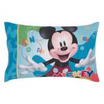 NoJo Disney Mickey Mouse Blue, Red, and Green, Donald Duck, Pluto, and Goofy, Fun Starts Here 4 Piece Toddler Bed Set - Comforter, Fitted Bottom Sheet, Flat Top Sheet, and Reversible Pillowcase