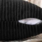 MIULEE Black Corduroy Pillow Covers Pack of 2 Boho Decorative Spliced Throw Pillow Covers Soft Solid Couch Pillowcases Cross Patchwork Textured Cushion Covers for Living Room Bed Sofa 24x24 inch