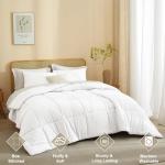 REYOS 90''x90'' Queen Size Cozy Comforter Set with 2 Pillowcases 100% Microfiber 3 Pieces Bedding Set for Bed Simple Plaid Quilted Comforter Sets, White