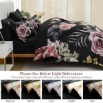 Menghomeus Black Comforter Set Queen 7 Piece Bed in a Bag Floral Bedding Comforter Sets with Sheets Set, Soft Microfiber Bedding Set for All Season