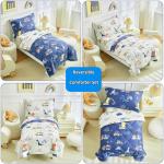 DuShow Dinosaur Toddler Bedding Set,4 Pieces Cotton Comforter Set for Boys,4 Piece Crib Bed Sheet Set,Super Soft and Comfortable-Navy Blue