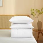 REYOS 90''x90'' Queen Size Cozy Comforter Set with 2 Pillowcases 100% Microfiber 3 Pieces Bedding Set for Bed Simple Plaid Quilted Comforter Sets, White