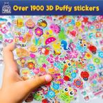 Purple Ladybug 1900+ Puffy Sticker Collection for Kids 4-8 - 80 Unique Reusable Sheets, Creative 3D Designs - Reward Stickers, Arts & Crafts Set, Travel Activities, Road Trip Essentials & Toys