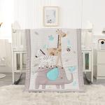 Wowelife Elephant Crib Bedding Set Gray, Premium 3-Piece Baby Bedding Set Elephant, Safari Newborn& Infant Nursery Bedding Set for Baby Boy, Gray
