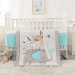 Wowelife Elephant Crib Bedding Set Gray, Premium 3-Piece Baby Bedding Set Elephant, Safari Newborn& Infant Nursery Bedding Set for Baby Boy, Gray