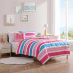 Nautica Kids - Comforter Set, Super Soft Toddler Coastal Bedding Set with Matching Shams & Throw Pillow, Ideal Girl Room Essentials (Cru Stripe Pink, Full/Queen)