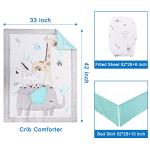 Wowelife Elephant Crib Bedding Set Gray, Premium 3-Piece Baby Bedding Set Elephant, Safari Newborn& Infant Nursery Bedding Set for Baby Boy, Gray