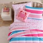 Nautica Kids - Comforter Set, Super Soft Toddler Coastal Bedding Set with Matching Shams & Throw Pillow, Ideal Girl Room Essentials (Cru Stripe Pink, Full/Queen)