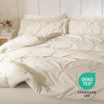 Sasttie Twin Comforter Set, 5-Piece Bed in a Bag, Pintuck Bedding Sets for All Season, Includes Comforter, Flat Sheet, Fitted Sheet, Pillowcase and Pillowsham, Beige