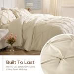 Sasttie Twin Comforter Set, 5-Piece Bed in a Bag, Pintuck Bedding Sets for All Season, Includes Comforter, Flat Sheet, Fitted Sheet, Pillowcase and Pillowsham, Beige