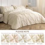 Sasttie Twin Comforter Set, 5-Piece Bed in a Bag, Pintuck Bedding Sets for All Season, Includes Comforter, Flat Sheet, Fitted Sheet, Pillowcase and Pillowsham, Beige