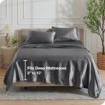 Bare Home King Poly Satin Sheet Set - Luxury Soft and Smooth Satin - for Hair and Skin - Breathable - Similar to Silk - Deep Pocket up to 15” - Bedding Sheet Set (King, Grey)