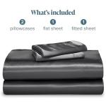 Bare Home King Poly Satin Sheet Set - Luxury Soft and Smooth Satin - for Hair and Skin - Breathable - Similar to Silk - Deep Pocket up to 15” - Bedding Sheet Set (King, Grey)