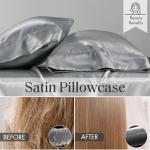 Luxurious Grey Satin Queen Bed Sheet Set