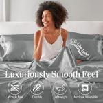 Luxurious Grey Satin Queen Bed Sheet Set