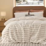 Bedsure Faux Fur Duvet Cover King Size - Beige Fluffy Duvet Cover Set, Soft and Cozy Shaggy Bedding Comforter Cover, Winter Warm Luxury Fuzzy Bed Set 3 Pieces, 1 King Duvet Cover and 2 Pillowcases