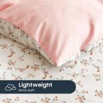 Wake In Cloud - Floral Comforter Set, Coquette Cottagecore Aesthetic Cute Flower Pattern for Women Teen Girls, Soft Lightweight Dorm Bedding, 3 Piece, Pink, Full Size