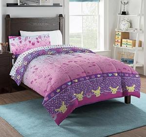 Northwest Pokemon Twin Sized Bed in a Bag Set, Piachu and Eevee, Anime Bedding for Kids Boys Girls, Light and Sweet