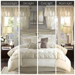 Madison Park Essentials Room in a Bag Faux Silk Comforter Set - Luxe Diamond Tufting All Season Bedding, Matching Curtains, Decorative Pillows, Ivory King(104"x92") 24 Piece