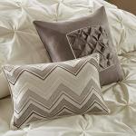 Madison Park Essentials Room in a Bag Faux Silk Comforter Set - Luxe Diamond Tufting All Season Bedding, Matching Curtains, Decorative Pillows, Ivory King(104"x92") 24 Piece
