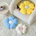 Flower Shaped Pillow, Cute Decorative Throw Pillow with Soft Artificial Rabbit Fur for Couch Bed Chair Floor, Flower Pillows Seating Cushions Room Décor for Bedroom Living Room (14.9", White)