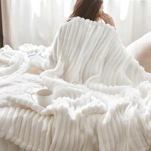 Bedsure GentleSoft King Size Blanket for Bed - Cozy Soft Blankets for Women, Cute Large Bedding Fleece Throws for Girls, Off White, 108x90 Inches