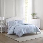 Laura Ashley - Queen Comforter Set, Soft & Reversible Cotton Floral Bedding with a Medium Weight Feel, 3 Piece Bed Set with Matching Pillowcases (Bedford Blue)