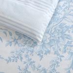 Laura Ashley - Queen Comforter Set, Soft & Reversible Cotton Floral Bedding with a Medium Weight Feel, 3 Piece Bed Set with Matching Pillowcases (Bedford Blue)