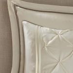 Madison Park Essentials Room in a Bag Faux Silk Comforter Set - Luxe Diamond Tufting All Season Bedding, Matching Curtains, Decorative Pillows, Ivory Queen(90"x90") 24 Piece