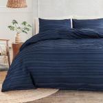 NEXHOME PRO Duvet Cover King Size, Navy 3 Pieces Boho Tufted Duvet Cover Set, Soft and Lightweight Microfiber Comforter Cover Set for All Season (Navy King, 104 x 90)-No Comforter