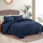 NEXHOME PRO Duvet Cover King Size, Navy 3 Pieces Boho Tufted Duvet Cover Set, Soft and Lightweight Microfiber Comforter Cover Set for All Season (Navy King, 104 x 90)-No Comforter