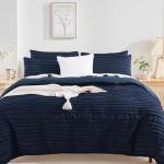 NEXHOME PRO Duvet Cover King Size, Navy 3 Pieces Boho Tufted Duvet Cover Set, Soft and Lightweight Microfiber Comforter Cover Set for All Season (Navy King, 104 x 90)-No Comforter