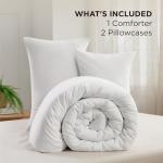 Bedsure King Size Comforter Set, White Soft Prewashed Bedding for All Seasons, 3 Pieces GentleSoft™ Warm Down Alternative Bed Set, 1 Lightweight Comforter (104"x90") and 2 Pillowcases (20"x36")