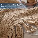 Bedsure Throw Blankets for Couch - Textured Chunky Knit Woven Chenille Blanket - Super Soft, Warm Decorative Boho Throw with Tassels for Bed, Sofa and Living Room Decor, Khaki, 50x60 Inches