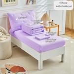 DuShow 4 Piece Toddler Bedding Set,Embroidery Crib Comforter Set for Girls,Includes Toddler Bed Comforter,Fitted Sheet,Flat Sheet and Envelope Pillowcase,Soft Toddler Bed Sheet Set-Purple