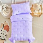 DuShow 4 Piece Toddler Bedding Set,Embroidery Crib Comforter Set for Girls,Includes Toddler Bed Comforter,Fitted Sheet,Flat Sheet and Envelope Pillowcase,Soft Toddler Bed Sheet Set-Purple