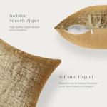 Phantoscope Pack of 2 Sparkling Velvet Decorative Solid Throw Decorative Pillow Cover Soft Gold Glitter Square Cushion Cover Pillowcase for Couch Bed and Chair, Gold, 20 x 20 inches, 50 x 50 cm