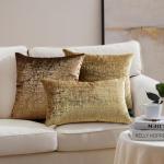Phantoscope Pack of 2 Sparkling Velvet Decorative Solid Throw Decorative Pillow Cover Soft Gold Glitter Square Cushion Cover Pillowcase for Couch Bed and Chair, Gold, 20 x 20 inches, 50 x 50 cm
