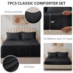 Velorose Queen Comforter Set Black - Bed in a Bag Queen Size 7 Pieces, Soft Bedding Set for All Seasons, Premium Queen Comforter Set with Comforter, Sheets, Pillowcases & Shams