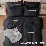 Velorose Queen Comforter Set Black - Bed in a Bag Queen Size 7 Pieces, Soft Bedding Set for All Seasons, Premium Queen Comforter Set with Comforter, Sheets, Pillowcases & Shams