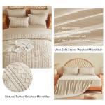 MR&HM Beige Comforter Set Queen, Tufted Boho Bedding Set, Farmhouse Bed in a Bag Set 7 Pieces with 1 Comforter, 2 Pillow Shams, 2 Pillowcases, 1 Flat Sheet, 1 Fitted Sheet for All Seasons