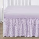 Sweet Jojo Designs 4-Piece Baby Crib Bedding Set (Purple Lavendar Floral Rose) for Girls, Infants/Nursery incl. Blanket, Fitted Sheet, Skirt, Diaper Stacker (Elegant, Princess, Luxury, Ruffle Roses)