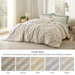 Bedsure King Size Comforter Set Beige, Boho Tufted Bed Set, Checkered Farmhouse Shabby Chic Bedding, 3 Pieces, 1 Plaid Geometric Comforter and 2 Pillow Shams