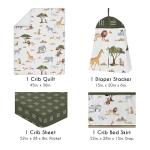 Sweet Jojo Designs 4-Piece Baby Crib Bedding Set (Jungle Animals) for Boys or Girls, Infants/Nursery incl. Blanket, Fitted Sheet, Skirt, Diaper Stacker (Boho, Wildlife Safari, Animal, Elephant, Lion)