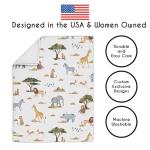 Sweet Jojo Designs 4-Piece Baby Crib Bedding Set (Jungle Animals) for Boys or Girls, Infants/Nursery incl. Blanket, Fitted Sheet, Skirt, Diaper Stacker (Boho, Wildlife Safari, Animal, Elephant, Lion)