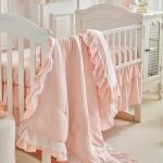 Lace Ruffle Crib Bedding Set 3 Pieces Baby Boho Lace Quilted Comforter with Fitted Sheet and Bed Skirt - Cute Ruffled Shabby Chic Baby Bedding Soft Blanket Design Cream White Beige