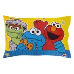 Sesame Street Come and Play, Elmo, Big Bird, Cookie Monster, Grover, and Oscar The Grouch 4 Piece Toddler Bed Set - Comforter, Fitted Bottom Sheet, Flat Top Sheet, and Reversible Pillowcase