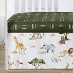 Sweet Jojo Designs 4-Piece Baby Crib Bedding Set (Jungle Animals) for Boys or Girls, Infants/Nursery incl. Blanket, Fitted Sheet, Skirt, Diaper Stacker (Boho, Wildlife Safari, Animal, Elephant, Lion)